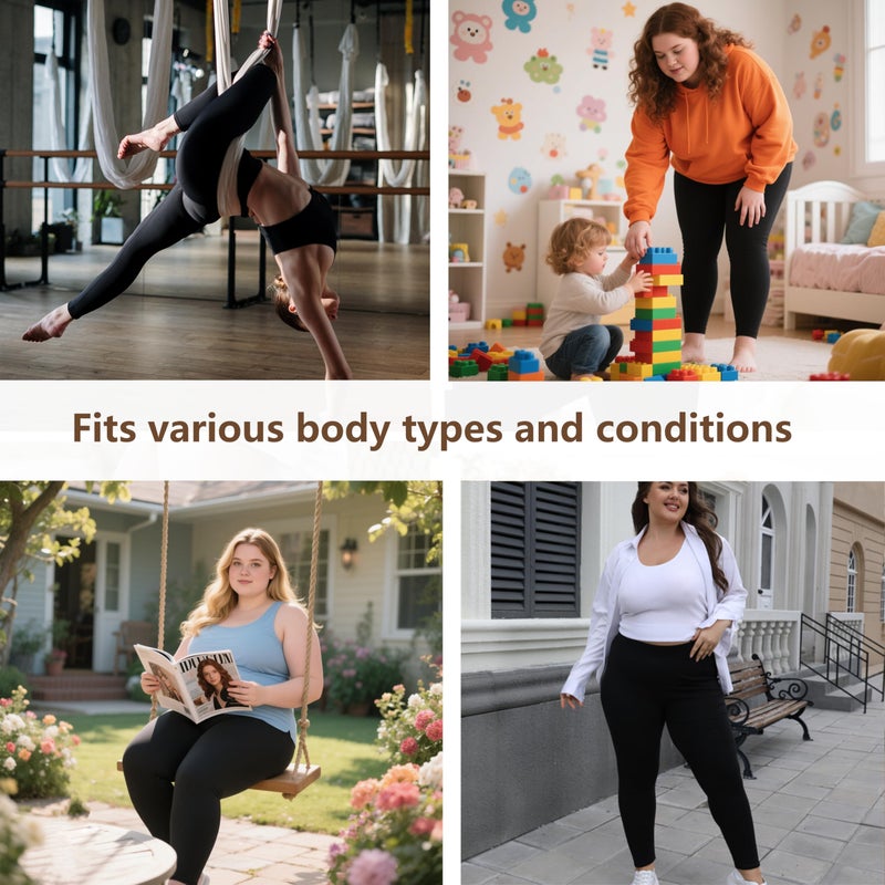 Seawhisper Leggings for Women Plus Size Tights High Waisted Cotton Fleece Lined Black Wide Tummy Control XL 2X 3X 4X 16W 18W 20W 22W 26W - Image 4